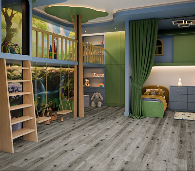 SPC ламинат Damy Floor Family Дуб Состаренный Серый