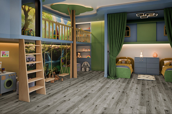 SPC ламинат Damy Floor Family Дуб Состаренный Серый
