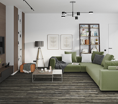LVT ламинат Damy Floor Family LVT Дуб Рустикальный Черный